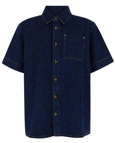 A.P.C. Short-sleeved Buttoned Denim Shirt - Blue