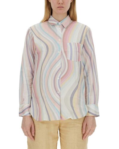 PS by Paul Smith Swirl Printed Long-sleeved Shirt - Gray