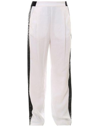 Karl Lagerfeld Cady Logo Tape Pants - White