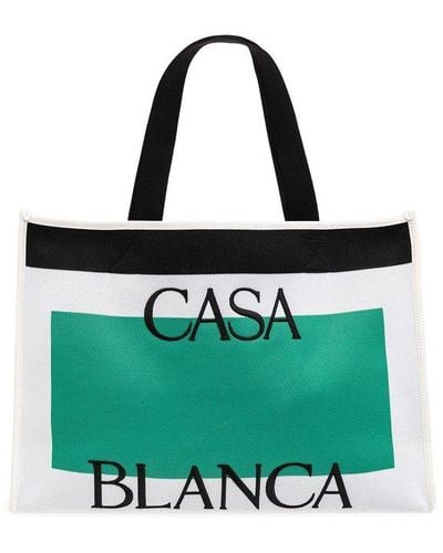 Casablanca Large Casa Logo Embroidered Tote Bag - Green