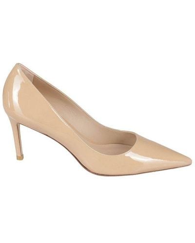 Stuart Weitzman Leigh 75 Patent-leather Court Shoes - Natural