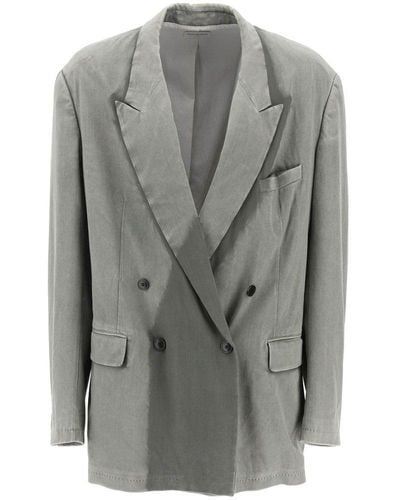 Dries Van Noten Faded Double-Breasted Bl - Grey