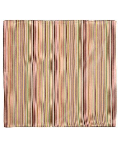 Paul Smith Striped Pocket Square - Natural
