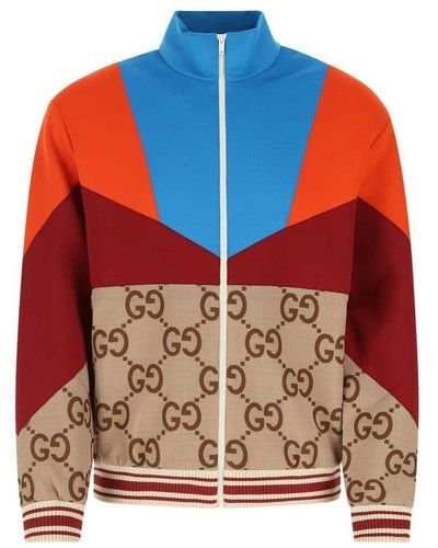 Gucci Color-block Zipped Long-sleeved Jacket - Orange