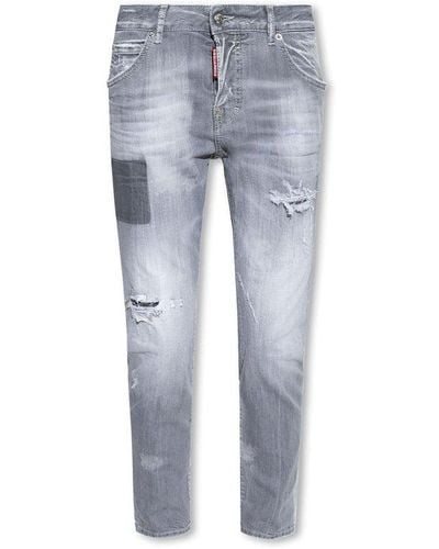 DSquared² Straight Leg Distressed Jeans in Black | Lyst
