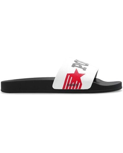 DSquared² Slogan Print Open-top Slides - White