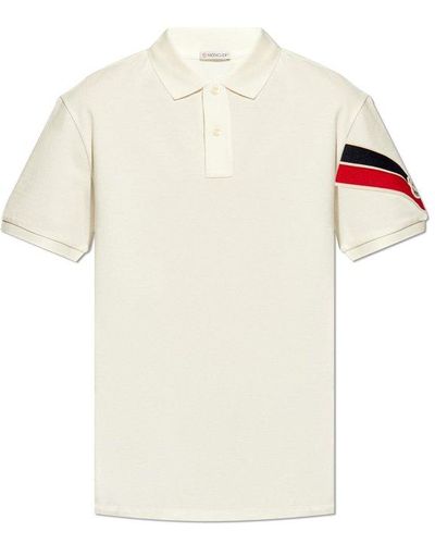 Moncler Logo Patch Short Sleeved Polo Shirt - White