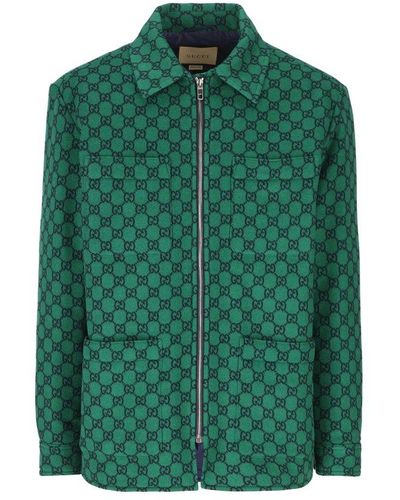 Gucci Interlocking G Logo Wool Jacket - Green