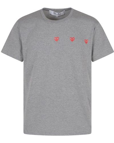 COMME DES GARÇONS PLAY Heart Embroidered Crewneck T-shirt - Gray
