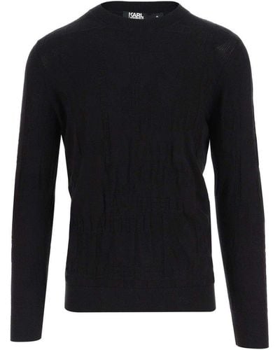 Karl Lagerfeld Crewneck Long-sleeved Sweater - Black