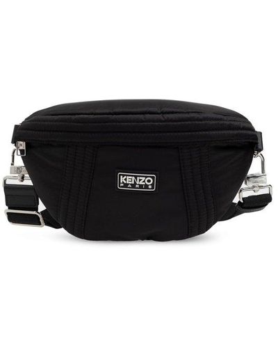 KENZO Logo Patch Zipped Belt Bag - Black