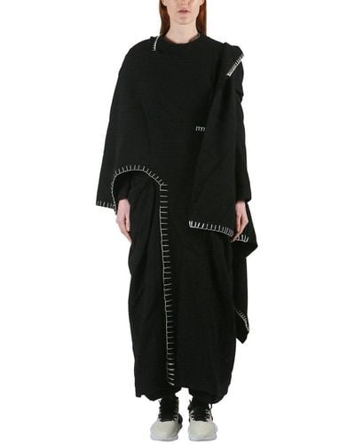 Yohji Yamamoto Stitching Embellished Long Coat - Black