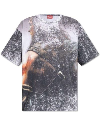 DIESEL T-boxt-q21 Movie Poster Printed T-shirt - Grey