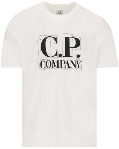 C.P. Company Logo Printed Crewneck T-shirt - White