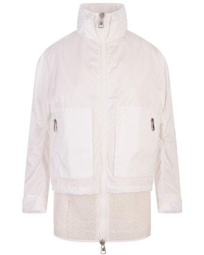 Ermanno Scervino Windbreaker Jacket With Sangallo Lace - White