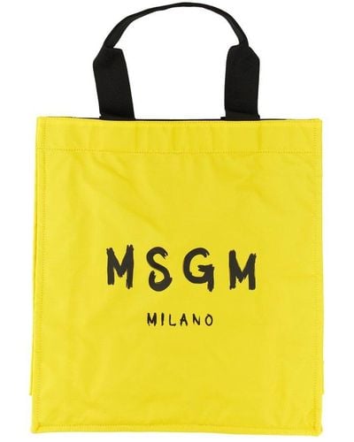MSGM Tote Bag With Logo - Yellow