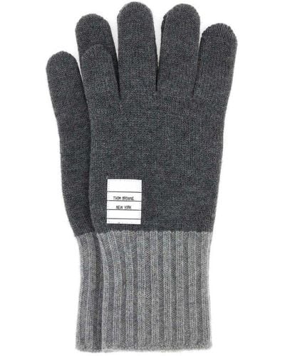 Thom Browne Two-tone Wool Gloves - Grey