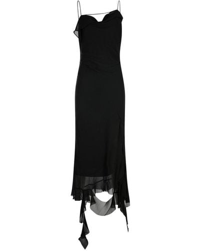 Acne Studios Ruffle Detailed Sleeveless Midi Dress - Black
