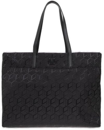 MCM Monogrammed Shopper Bag - Black