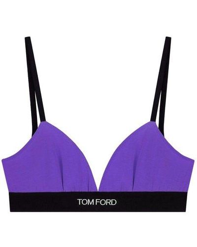 Tom Ford Logo Underband V-neck Bra - Purple
