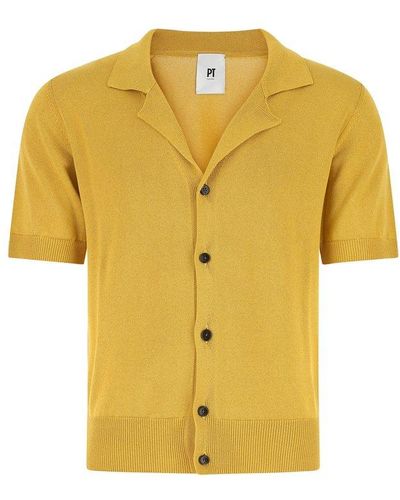 PT Torino V-neck Knitted Cardigan - Yellow