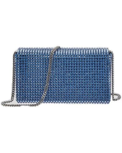 AMINA MUADDI Paloma Embellished Chain-linked Clutch Bag - Blue