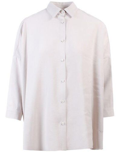 Fay Short Sleeved Oversized Shirt - White