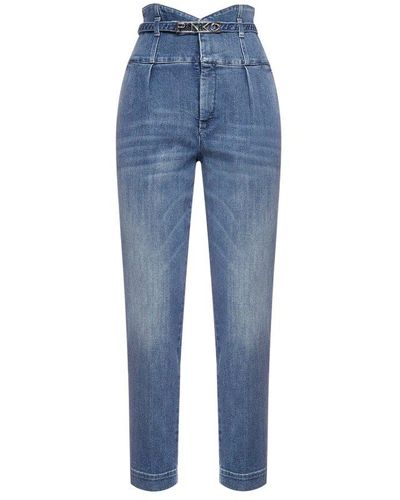 Pinko Belted High-waisted Jeans - Blue