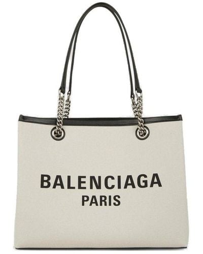 Balenciaga Logo-print Canvas Tote Bag - White