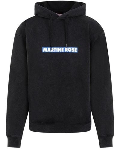 Martine Rose Logo Printed Drawstring Hoodie - Black