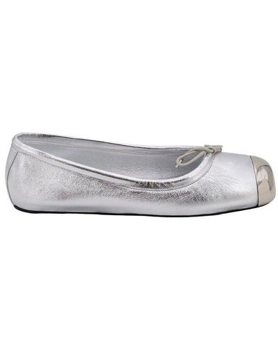 Alexander McQueen Bow-detailed Ballerina Flat Shoes - Grey