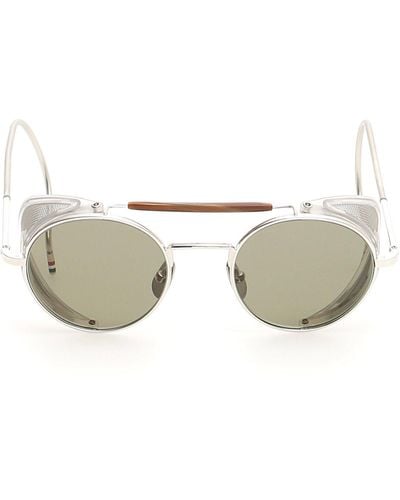 Thom Browne Gold Side Shield Round Sunglasses in Metallic for Men