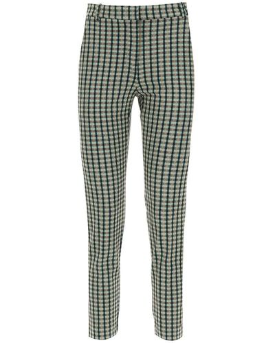 Pinko Checked Cropped Trousers - Green