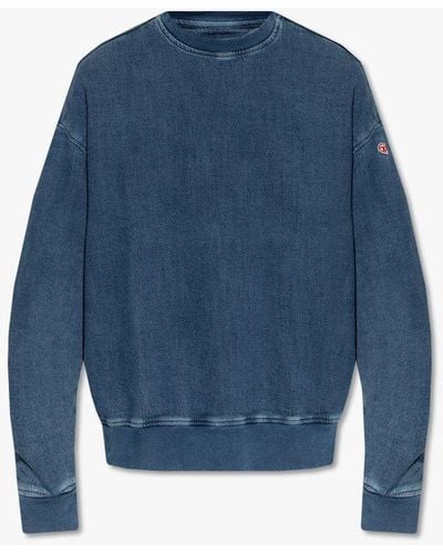 DIESEL D-krib Ne Crewneck Logo Patch Sweater - Blue