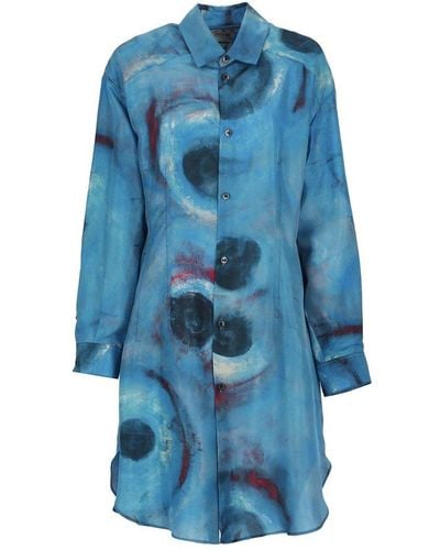 Marni Chemisier Dress With Artwork - Blue