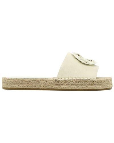 Tory Burch Double T Slip-on Espadrille Slides - Natural