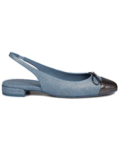 Stuart Weitzman Bow Detailed Slingback Flat Shoes - Blue