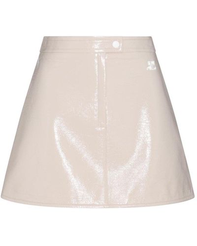 Courreges Taupe Grey Cotton Blend Skirt - Natural