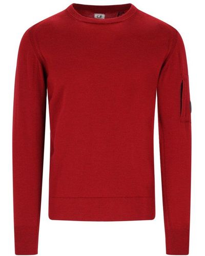 C.P. Company 'lens' Crew Neck Sweater - Red