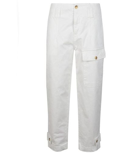 Pinko Logo-embroidered Tapered Trousers - White