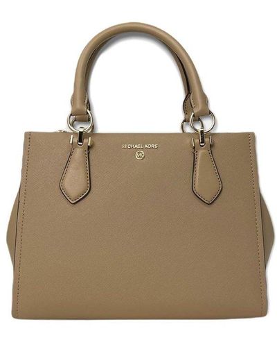 MICHAEL Michael Kors Logo Plaque Detail Satchel Bag - Natural