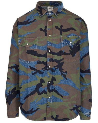 Vetements Camouflage Denim Overshirt - Blue