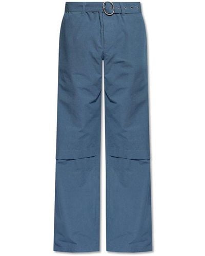 Jil Sander Straight Leg Belted Trousers - Blue