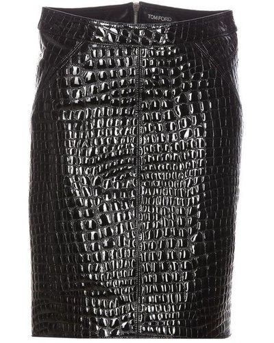 Tom Ford High-waisted Embossed Leather Mini Skirt - Black