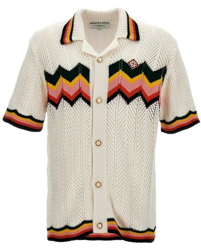 Casablancabrand Chevron Lace Knitted Shirt - White