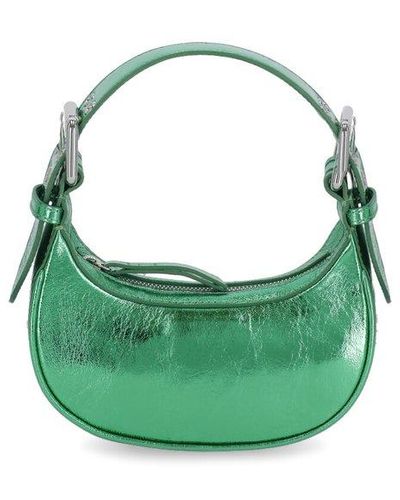 BY FAR Metallic Zipped Shoulder Bag - Green