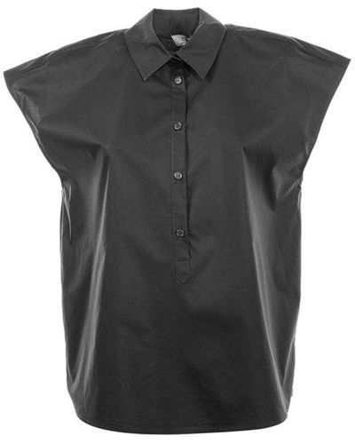 Woolrich Cap-sleeved Buttoned Shirt - Black