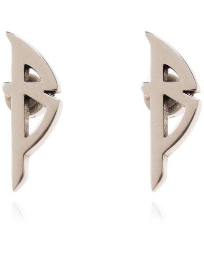 Balenciaga Brass Earrings, - Metallic