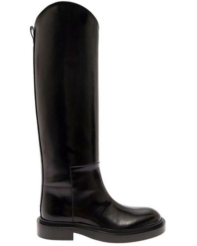 Jil Sander Asymmetric Round-toe Boots - Black