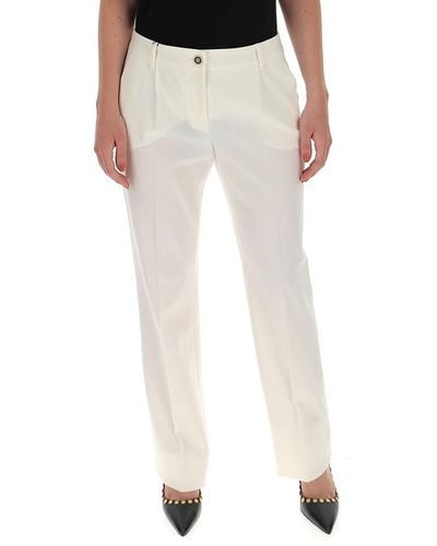 Dolce & Gabbana High Waist Straight Leg Pants - White